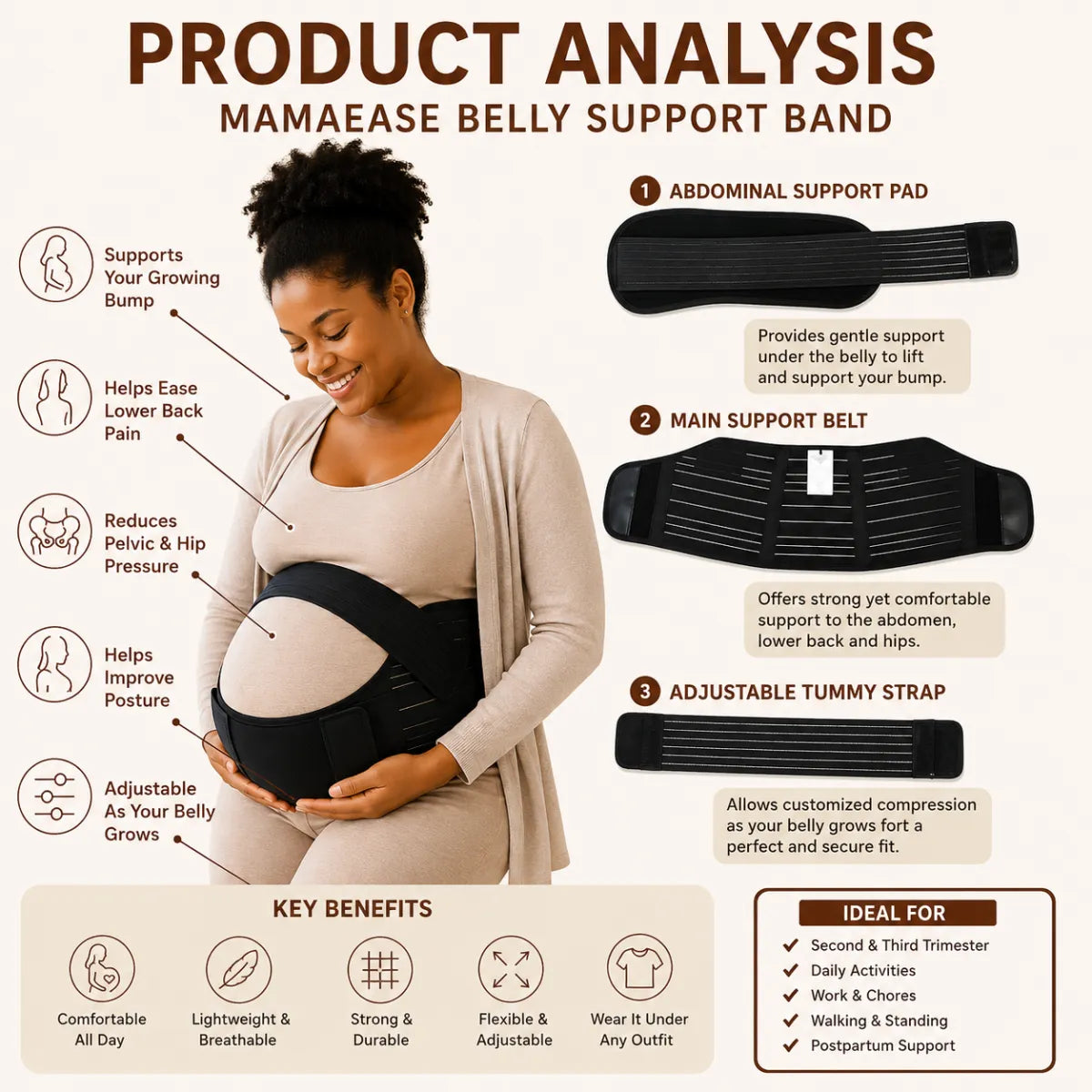 QueenBee® Dutton 3pc Pregnancy & Postpartum Belly Belt in Nude